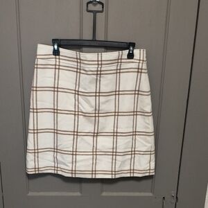 J. Crew Cream and Brown Plaid Mini Skirt